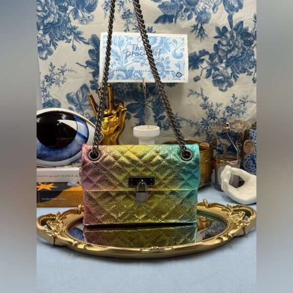 🆕 KURT GEIGER LONDON 🧿 NWOT Mini Brixton Lock Leather Shoulder Bag, Rainbow - Picture 6 of 15